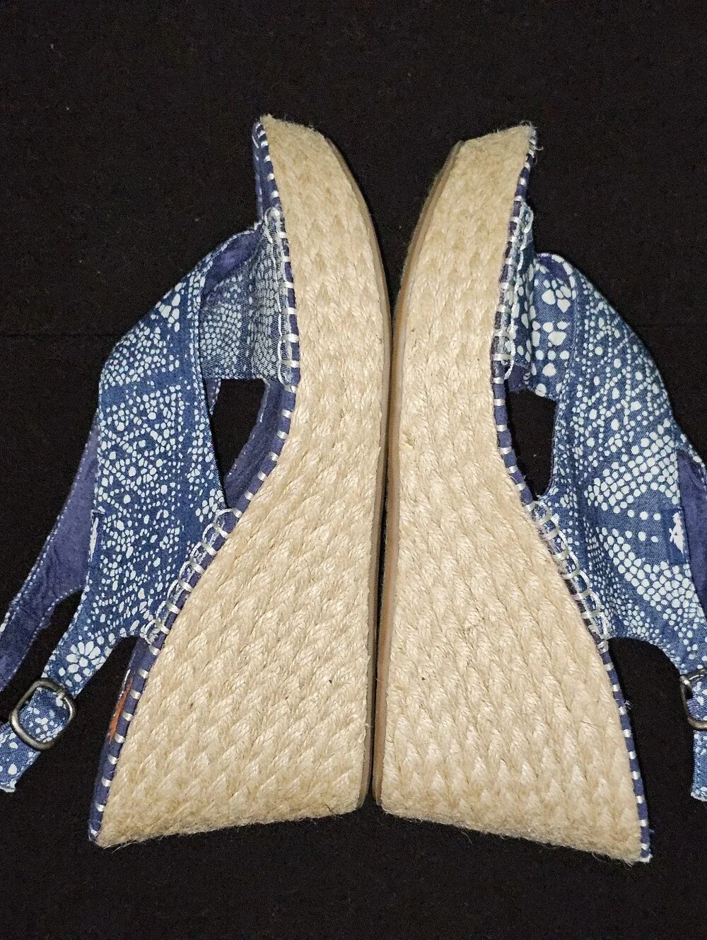 NWT Rocketdog Women's Blue/White Rope Espidrile Wedge Sandals Open Toe- Size 9.5